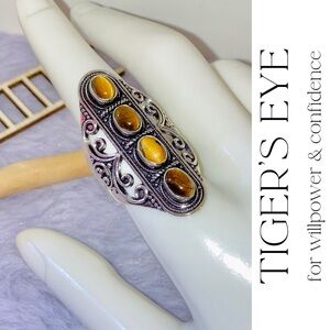 Tiger's Eye Gemstone Handmade Filigree Shield Armor Ring